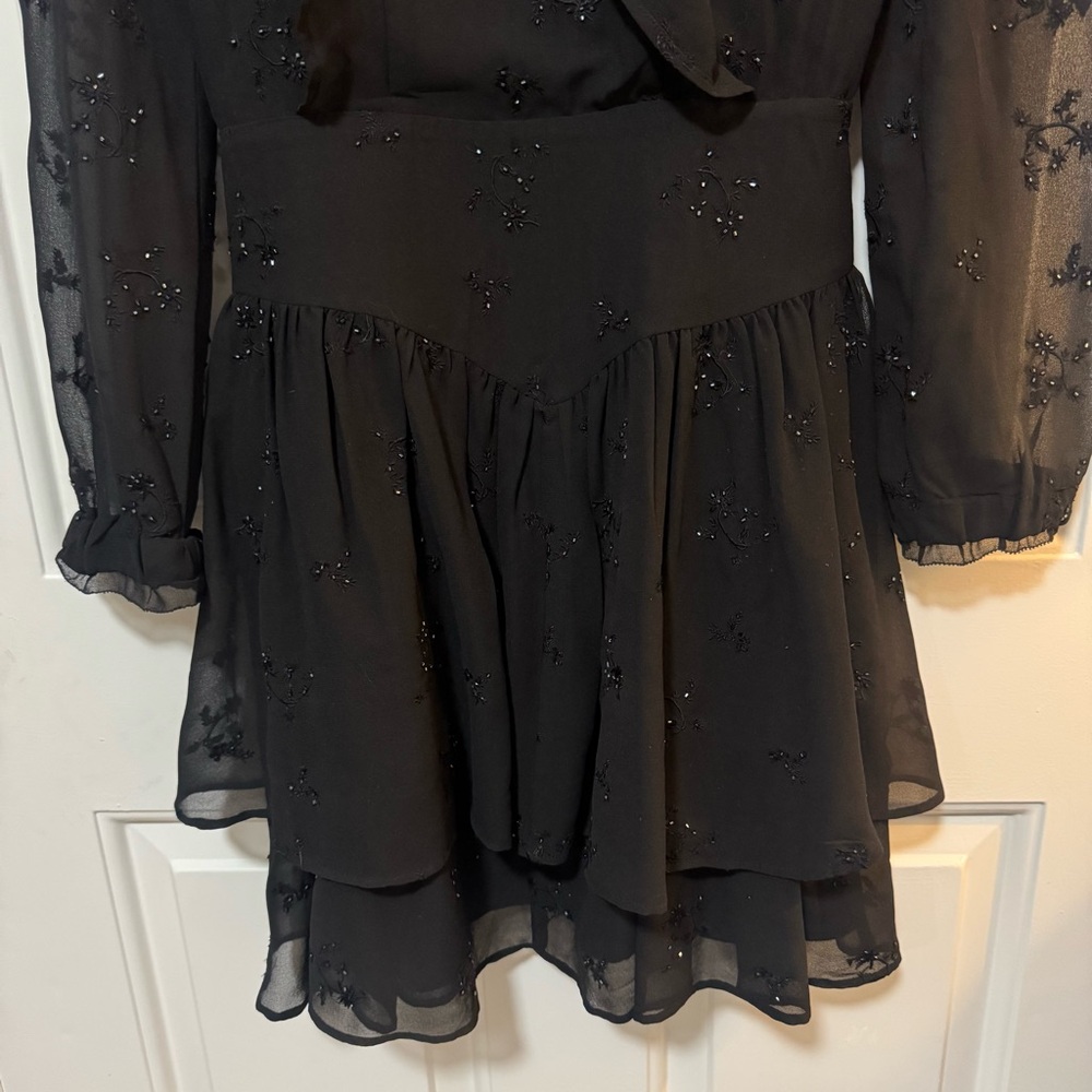 All Saints Aislyn Ditsy Dress Black Beaded Dress Size 00 - Picture 3 of 13